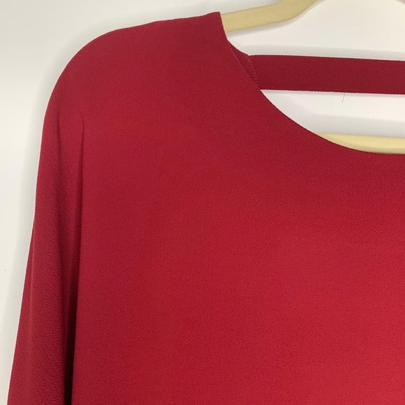 VALETTE Deep Red Blouse with Open V-neck‎ Back Sz S - Picture 3 of 8